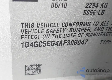 2010 Buick Lacrosse Cxl z USA, uszkodzony, nr VIN 1G4GC5EG4AF308047